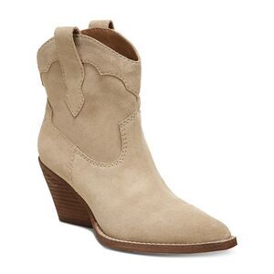 ZODIAC Womens Beige Roslyn Square Toe Stacked Heel Leather Western Boot 9.5 M